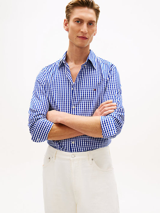 Flex Regular Fit Gingham Check Poplin Shirt