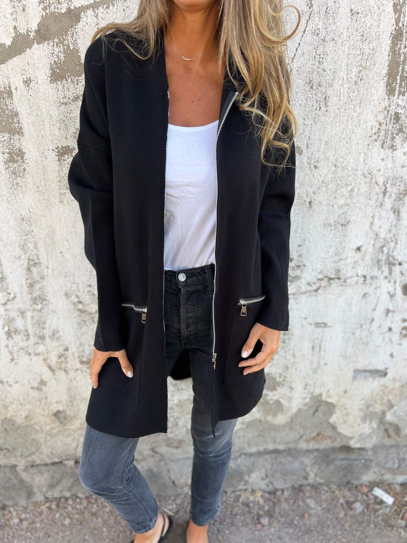 RÄUMUNGSVERKAUF🔥 Kapuzenjacke mit Reißverschluss und langen Ärmeln
