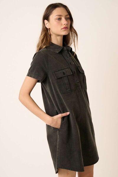 Mittoshop Hemd im Kleid-Stil mit Knopfleiste und Kragen, Kurzarm