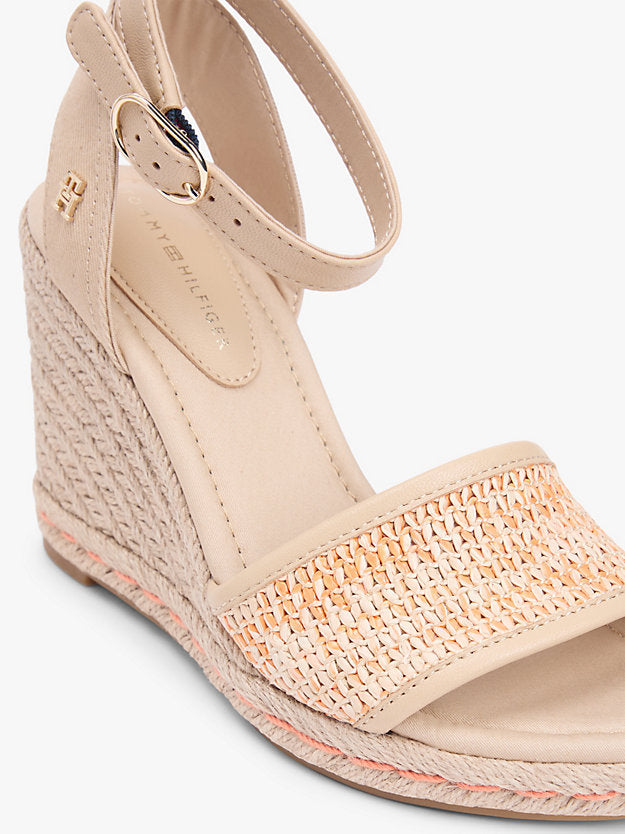 Raffia Strap High Wedge Espadrilles
