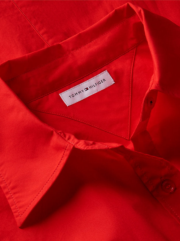 Fit And Flare Poplin Midi Shirt Dress