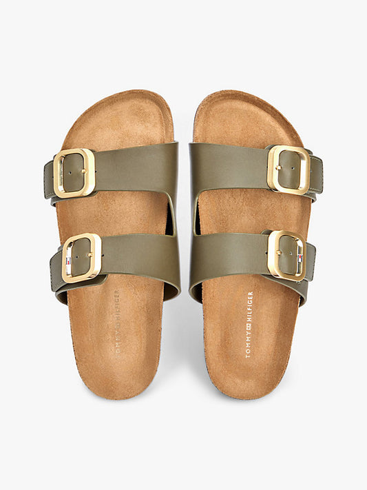 Leather Double Strap Cork Sandals
