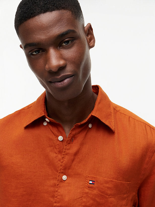Regular Fit Washed Pure Linen Shirt