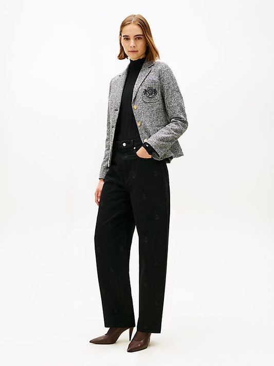 Mid Rise Barrel Leg Black Jeans