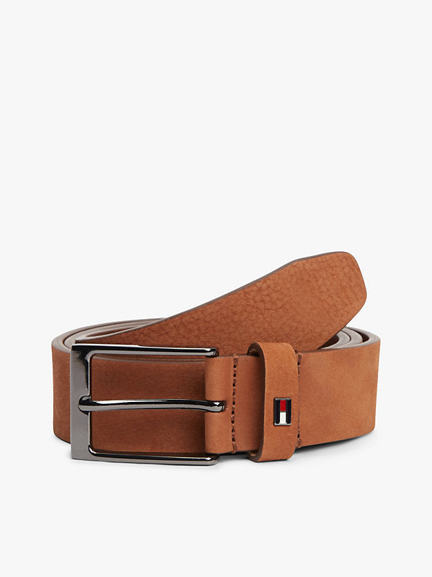 Enamel Flag Rectangular Buckle Leather Belt