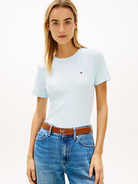 Flag Embroidery Slim Crew Neck T-Shirt