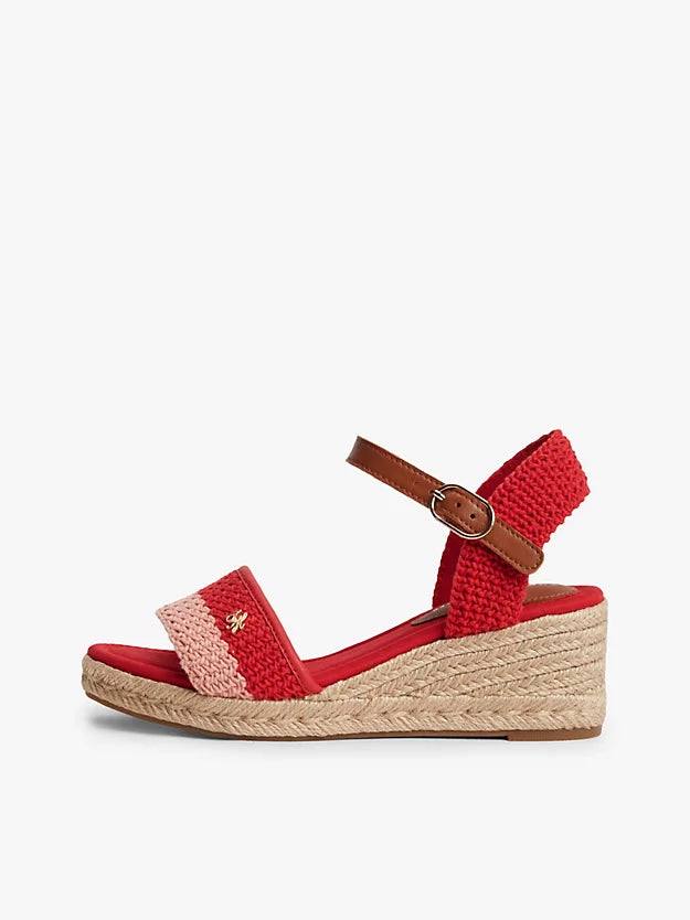 Logo Plaque Woven Wedge Heel Espadrilles