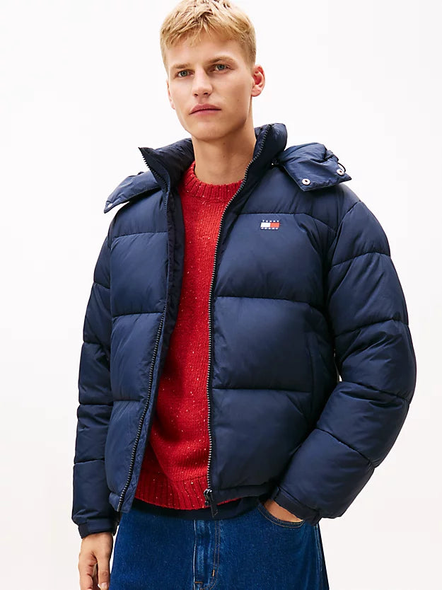 Back Logo Relaxed Hooded Puffer Jacket