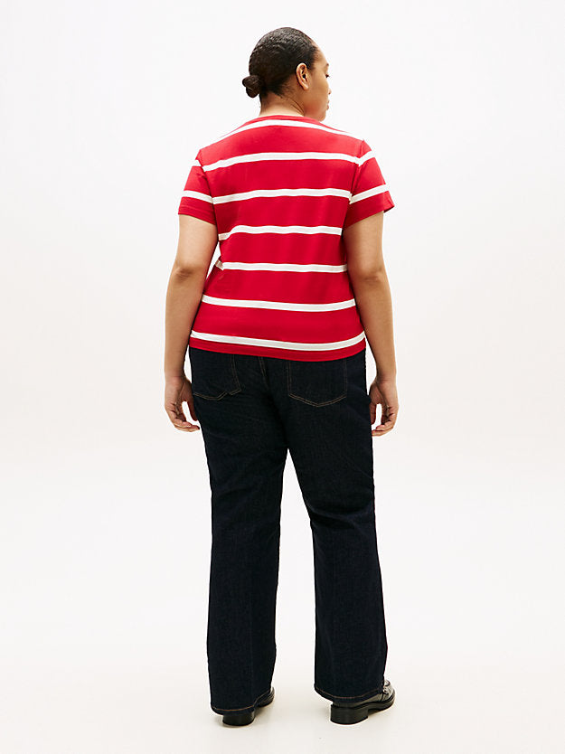 Curve Logo Embroidery Jersey Crew Neck T-Shirt