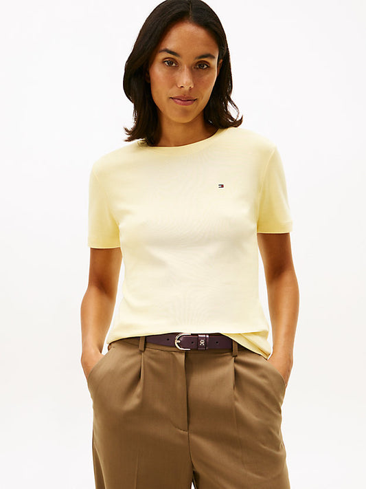Flag Embroidery Slim Crew Neck T-Shirt