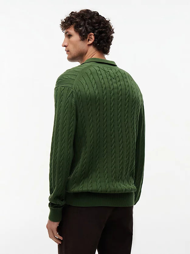 Cable Knit Polo Jumper