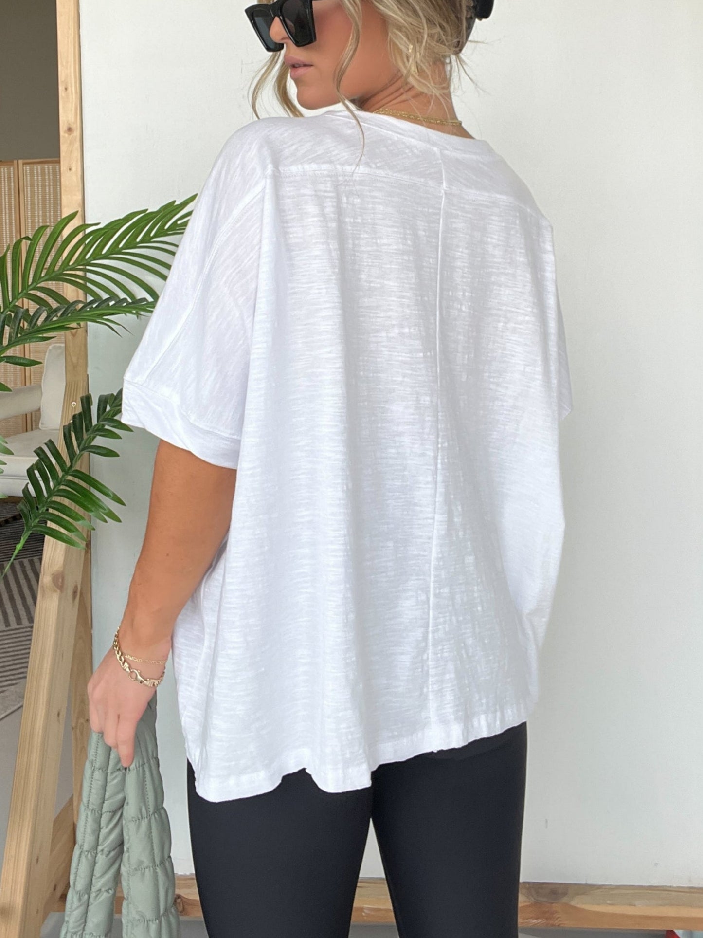 Damen Oversized T-Shirt mit Rundhalsausschnitt in Unifarbe