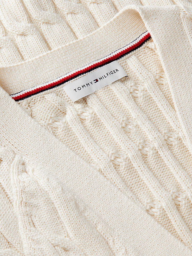 Cable Knit Slim Cap Sleeve Cardigan