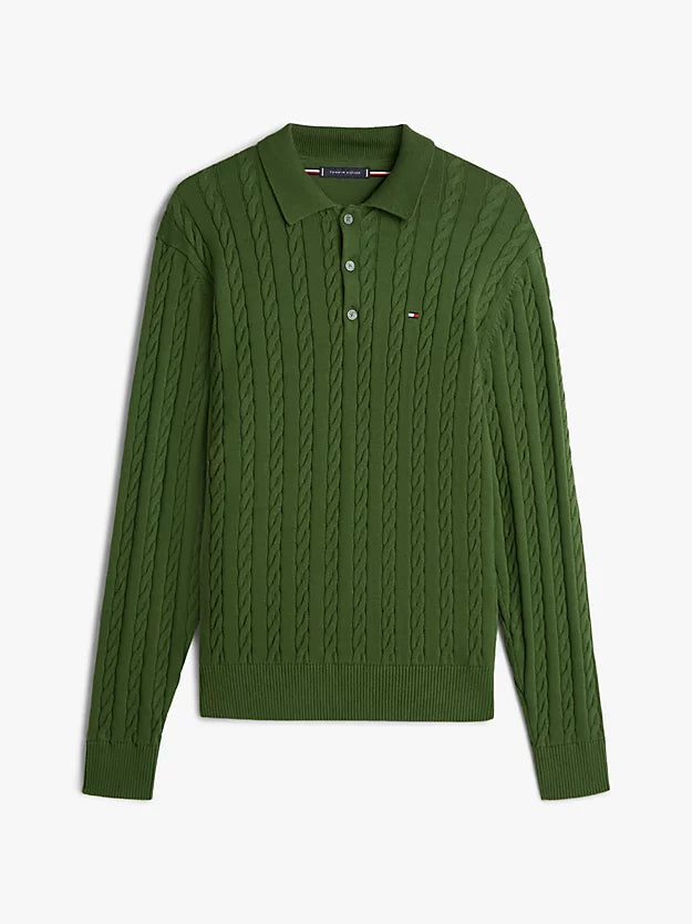 Cable Knit Polo Jumper