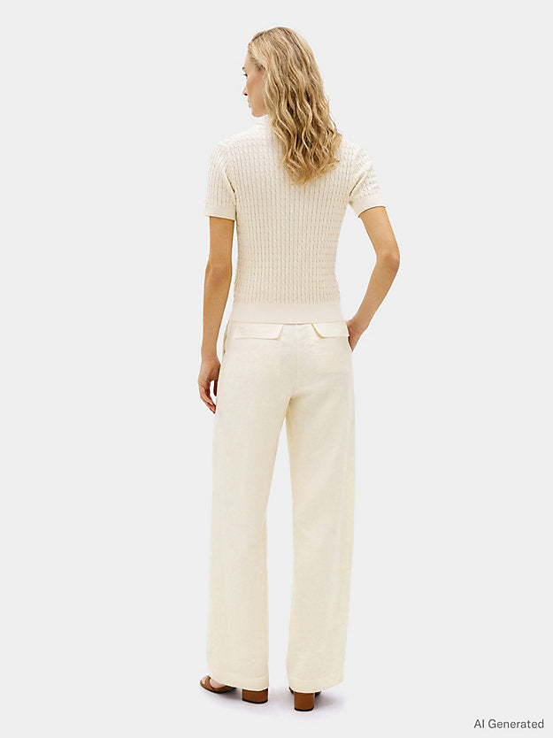 Cable Knit Short Sleeve Polo Jumper