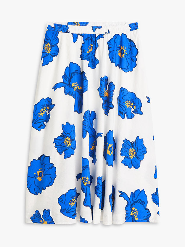 Pleated Linen Blend Midi A-Line Skirt