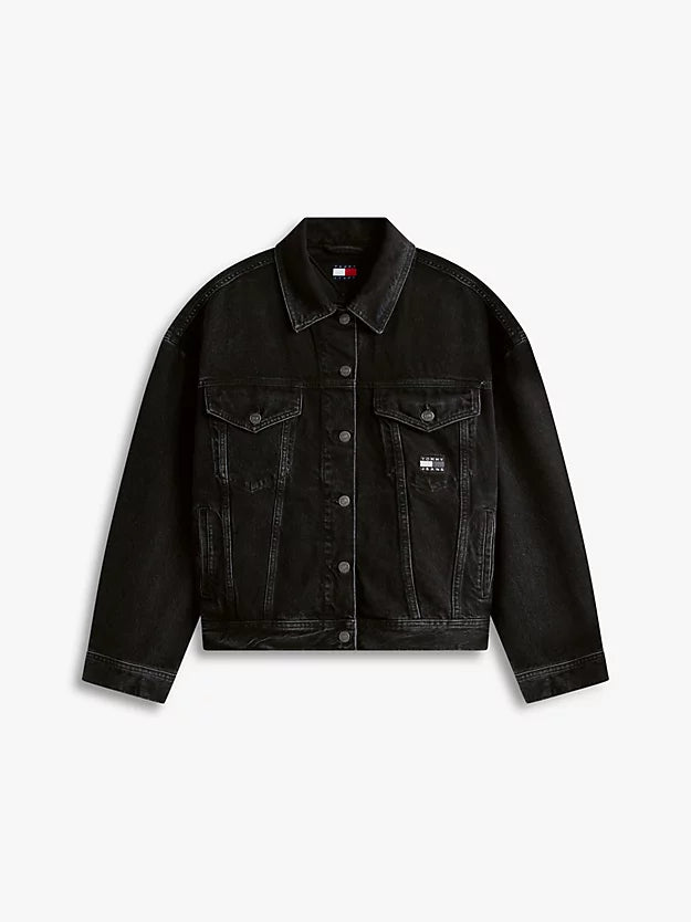 Back Logo Oversized Denim Trucker Jacket