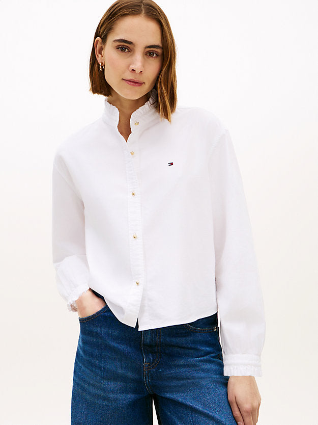 Boxy Fit Ruffle Short Oxford Shirt