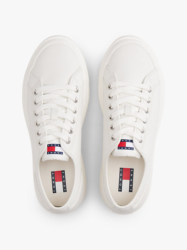 Debossed Logo Platform Trainers WiLeather