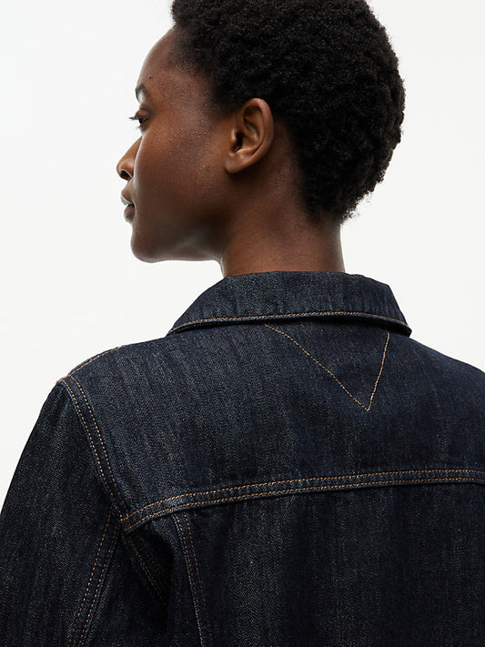 Gold-Tone Button Denim Jacket