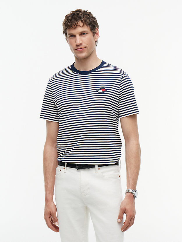 Wavy Flag Patch Stripe T-Shirt