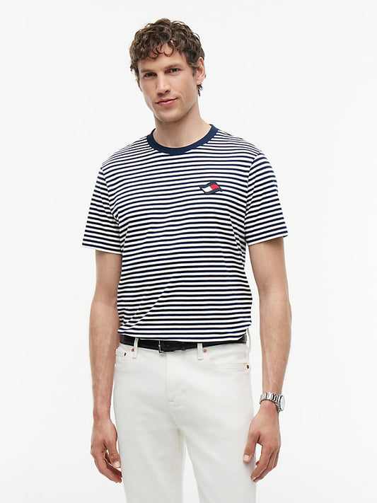 Wavy Flag Patch Stripe T-Shirt