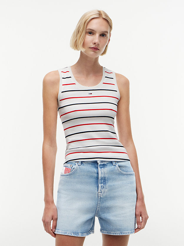 Ribbed Scoop Neck Slim Tank Top