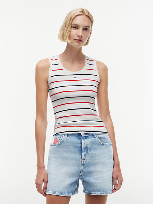 Ribbed Scoop Neck Slim Tank Top