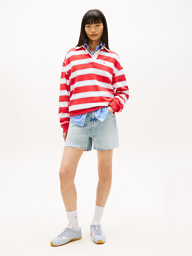 Faded Straight Leg Mom Denim Shorts