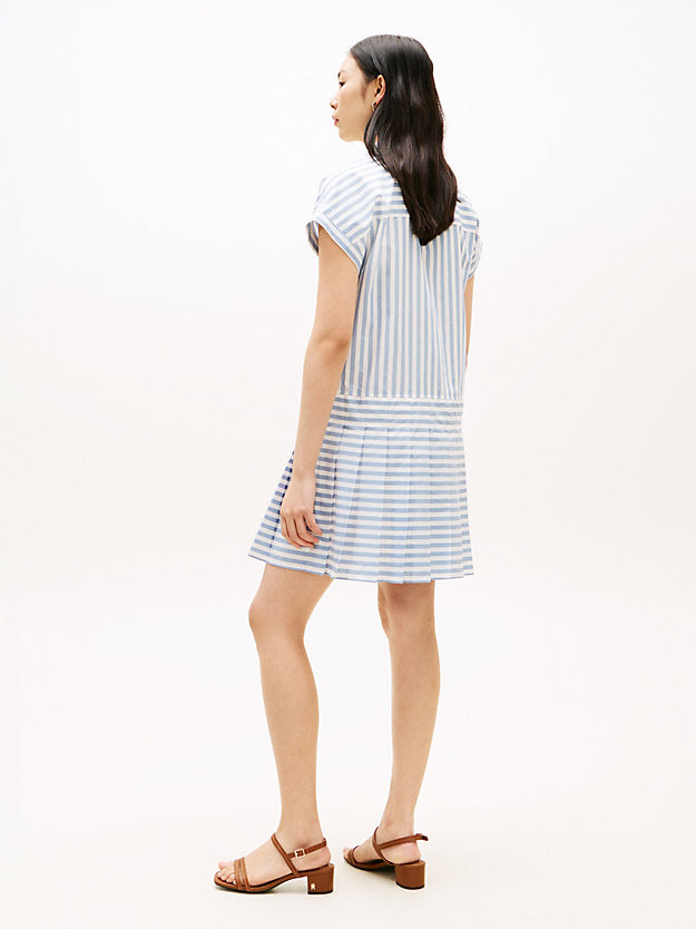 Gold-Tone Button Relaxed Mini Shirt Dress