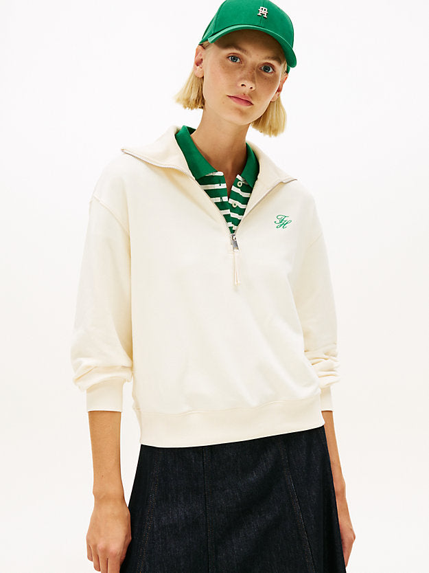 Logo Embroidery Terry Quarter-Zip Jumper