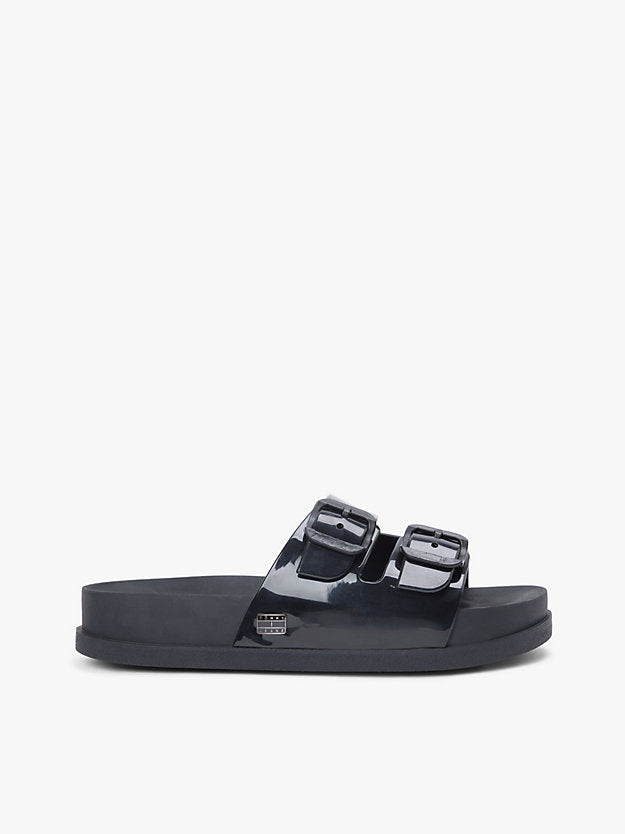 Double Buckle Strap Jelly Slides