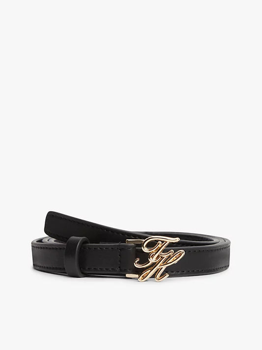Logo Plaque Buckle Leather Belt
