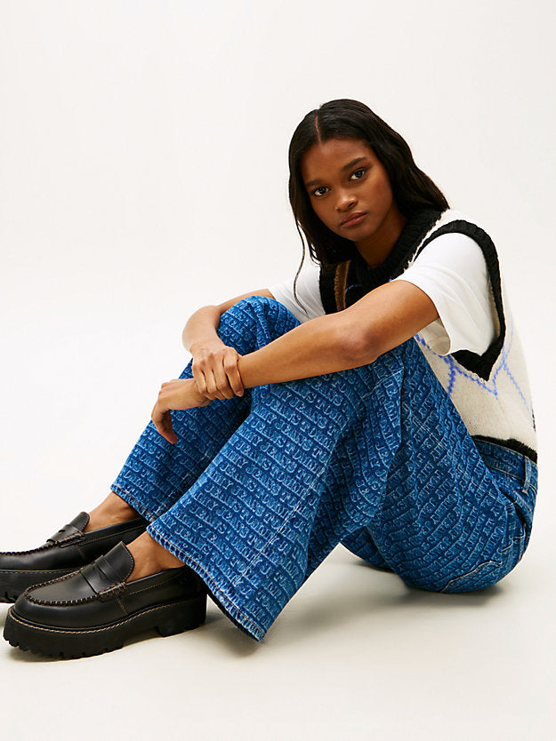 Spell-Out Mid Rise Loose Jeans