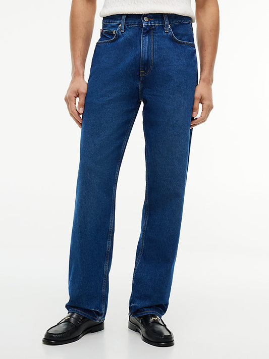 Flag Embroidery Relaxed Straight Leg Jeans