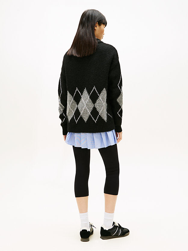 Argyle Oversized Polo Jumper WiAlpaca