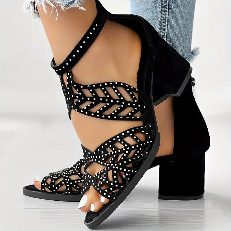 🔥2024 FLASH SALE 50% RABATT🔥Damen-Fashion-Sandalen mit klobigem Absatz und Cut-Outs