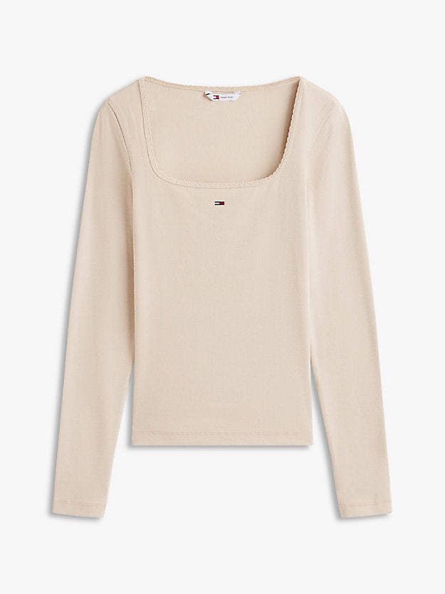 Square Neck Slim Long Sleeve T-Shirt