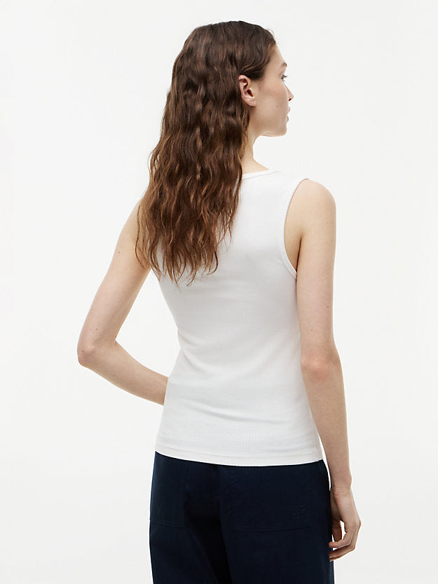 Gold-Tone Button Ribbed Tank Top