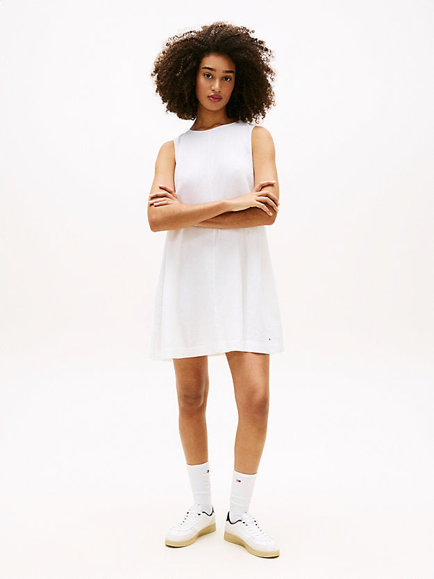 Slim Linen Blend Mini A-Line Dress