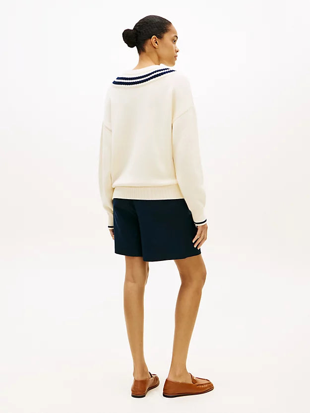 Double Layered Crew Neck Relaxed Cricket Jumper