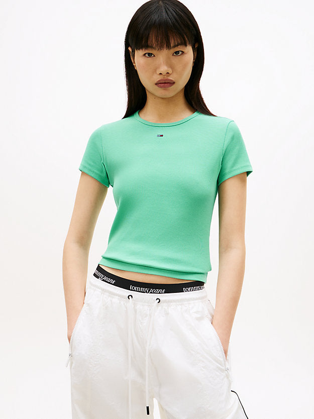 Ribbed Slim Crew Neck T-Shirt