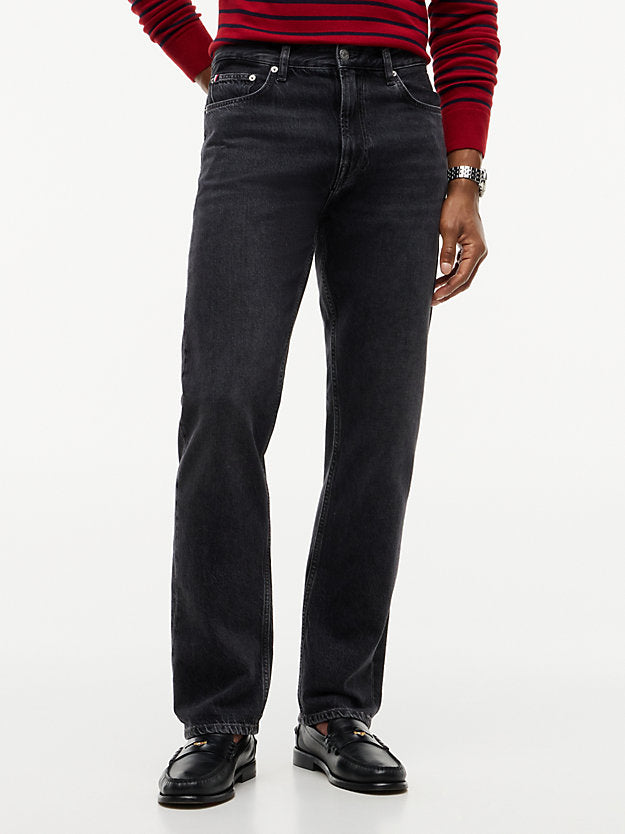Dover Whiskered Regular Straight Leg Black Jeans