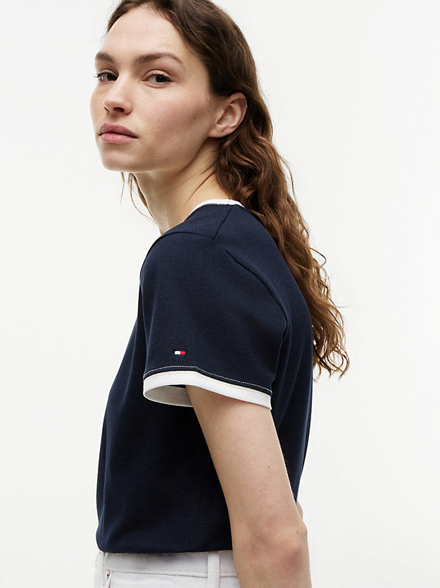 Logo Embroidery Ringer T-Shirt