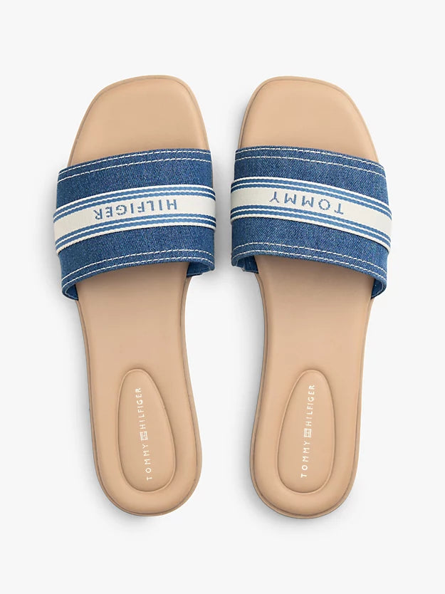 Canvas Denim Webbing Strap Mules