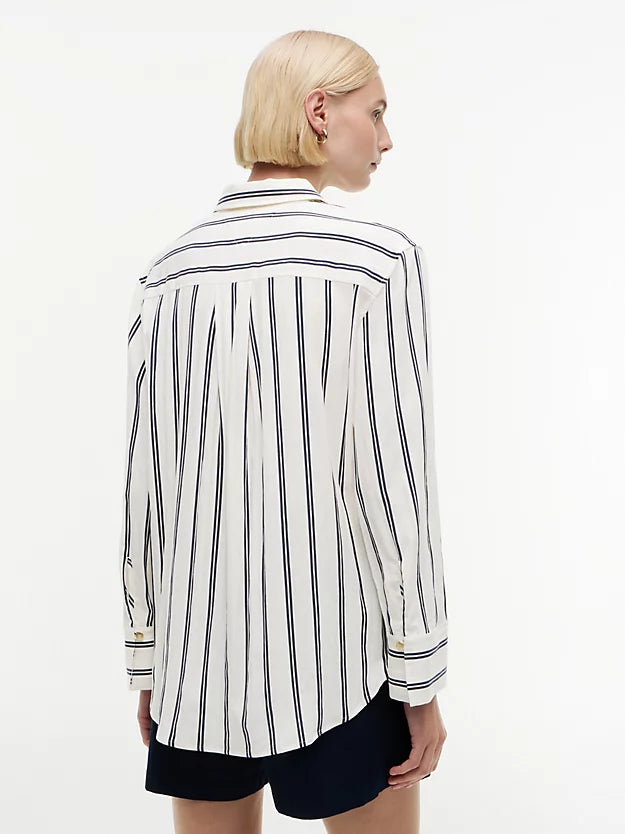 Relaxed Fit Gold-Tone Button Stripe Shirt