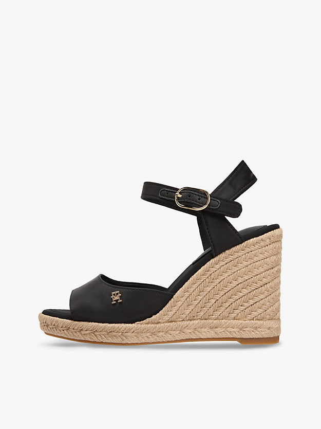 Satin Monogram Wedge Espadrilles