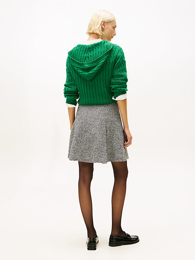 Festive Relaxed HoundstooWool Blend Mini Skirt