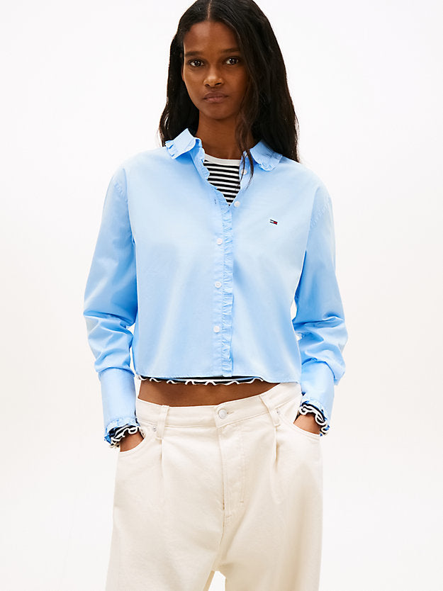 Relaxed Fit Ruffle Poplin Shirt