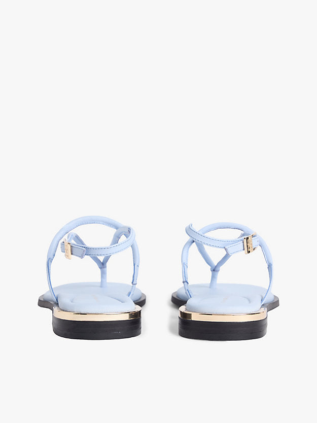 Leather Monogram Gold-Tone Heel Sandals